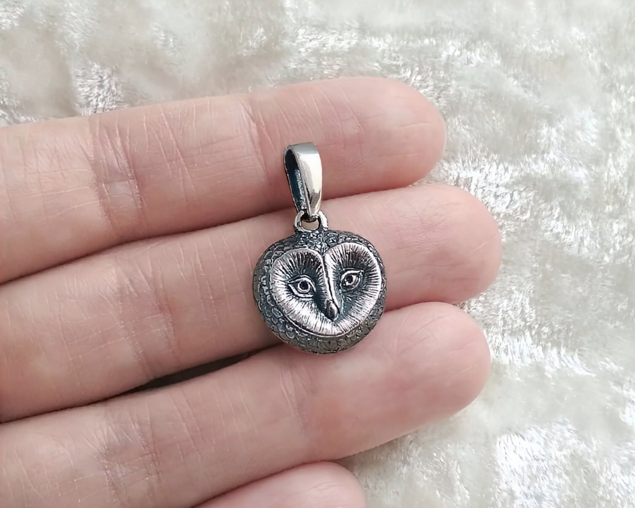 Unique Silver Owl Pendant 15 mm Silver Owl Pendant.Vintage Owl Pendant.Unisex Owl Pendant.Silver Bird Pendant.Owl.Silver Owl.