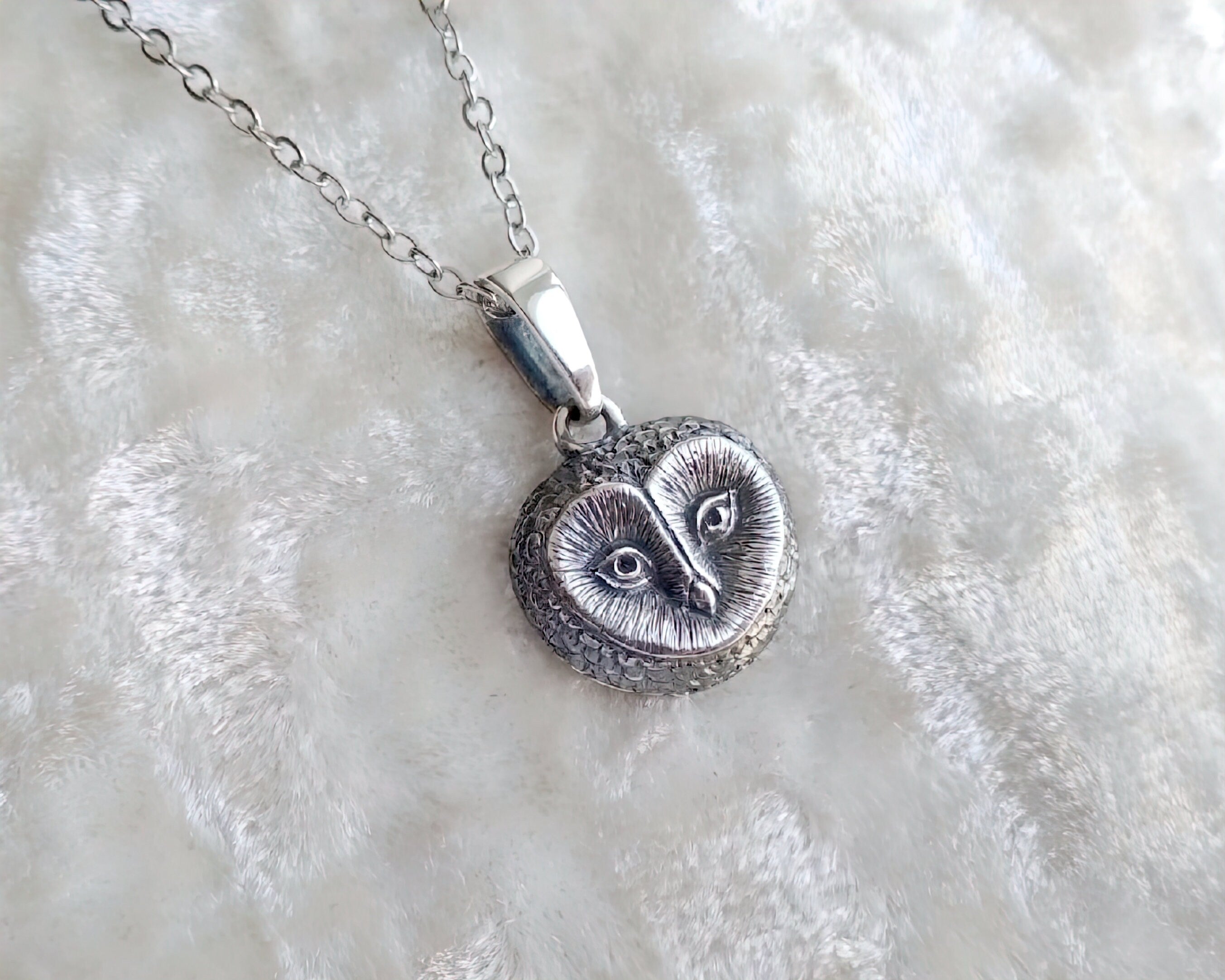 Unique Silver Owl Pendant 15 mm Silver Owl Pendant.Vintage Owl Pendant.Unisex Owl Pendant.Silver Bird Pendant.Owl.Silver Owl.