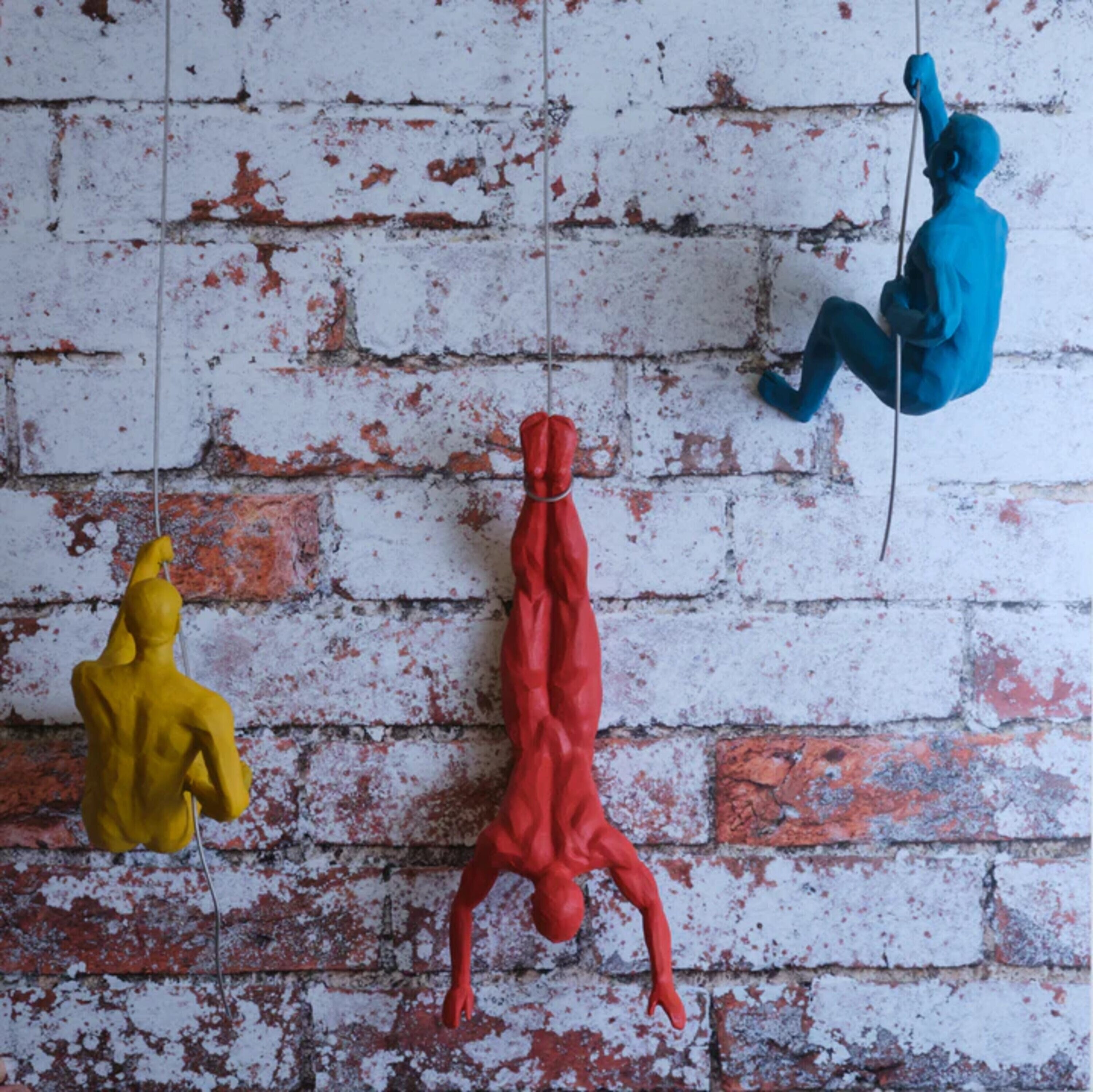Coloured Climbing Men Trio Wall Decor Home and Garden