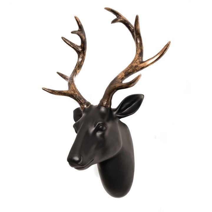 Black and Gold Stag Head Wall Decor