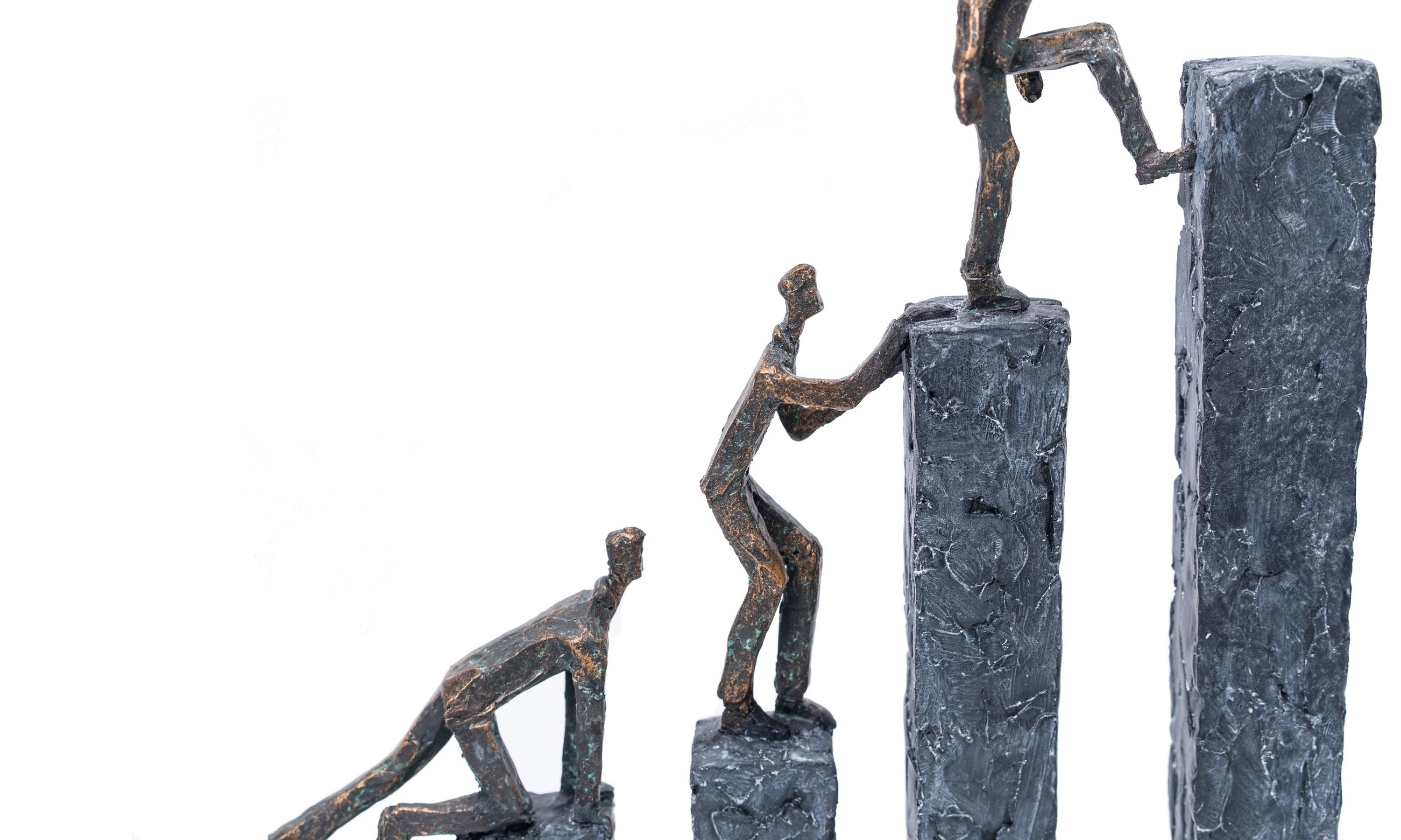 Stumbling Blocks Men Ladder of Success Office Home Restaurant Decor Bronze Ornament