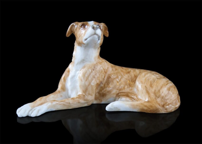Whippet Hand Painted Fine Bone China Miniature Figurine Anniversary gift Shelf decor