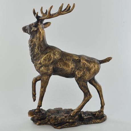 Highland Monarch Bronze effect sculpture, Deer figurine, mantel decor, anniversary gift