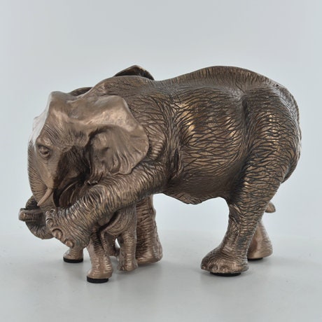 Mother and baby elephant figurine, cold cast bronze sculpture, shelf decor, anniversary gift