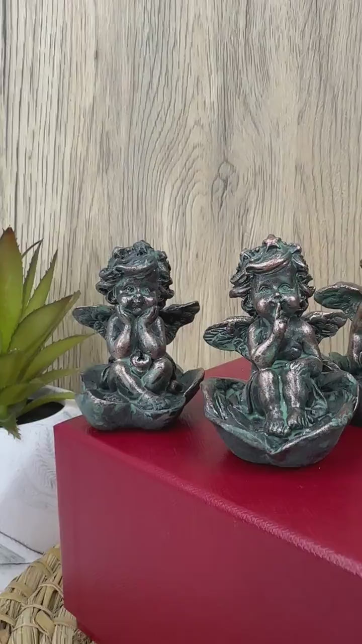 Vintage Cherubs Set of 4 Ornament Angels Valentine's Day Home Garden Decor Pot Decor