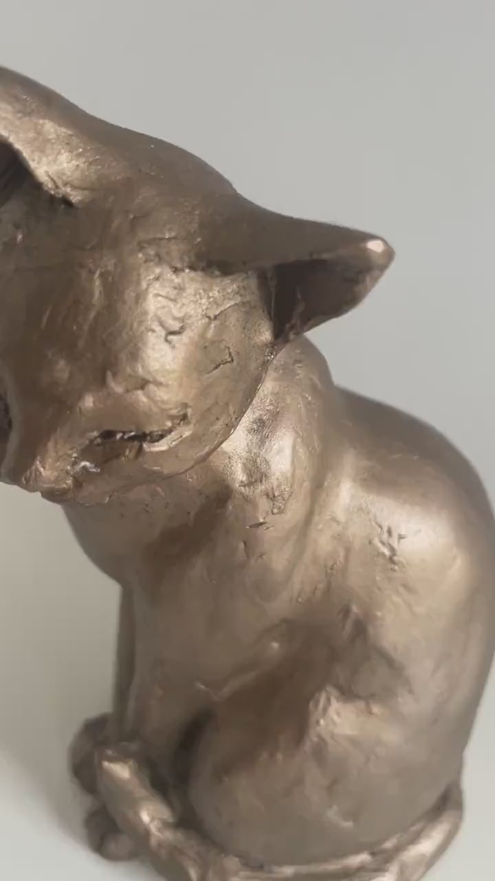 Maisie the cat bronze ornament, animal sculpture home decor