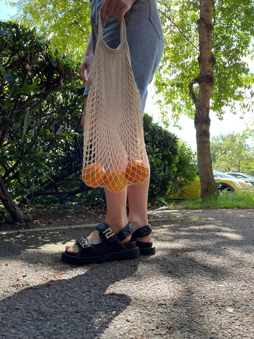 Net Bag Cotton string eco friendly net bag  Eco Grocery Beach Retro Shopping Bag Grocery mesh Reusable Fruit Vegetables Storage Knitted Tote