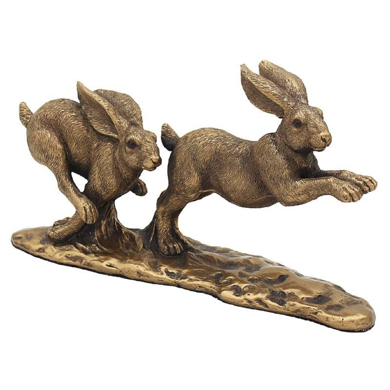 Bronzed Running Hares Ornament Decor home office restaurant gift luxury Easter rabbit sculpture Figurine