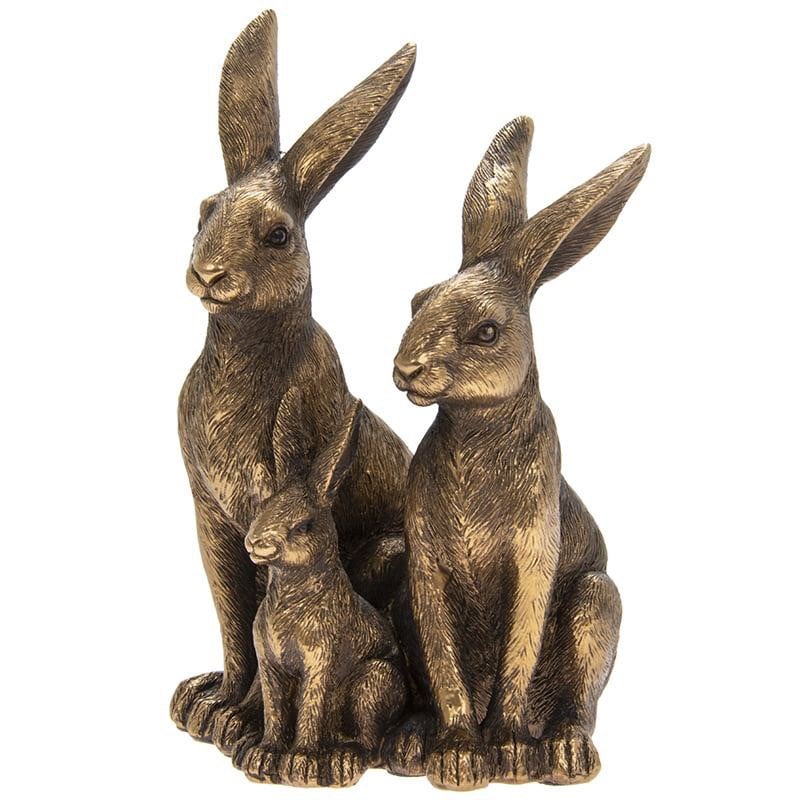 Reflections Bronzed Hare and Baby Family Sitting Ornament 16 Sculpture Decor Home Family Gift lovely Hare or wildlife lover gift