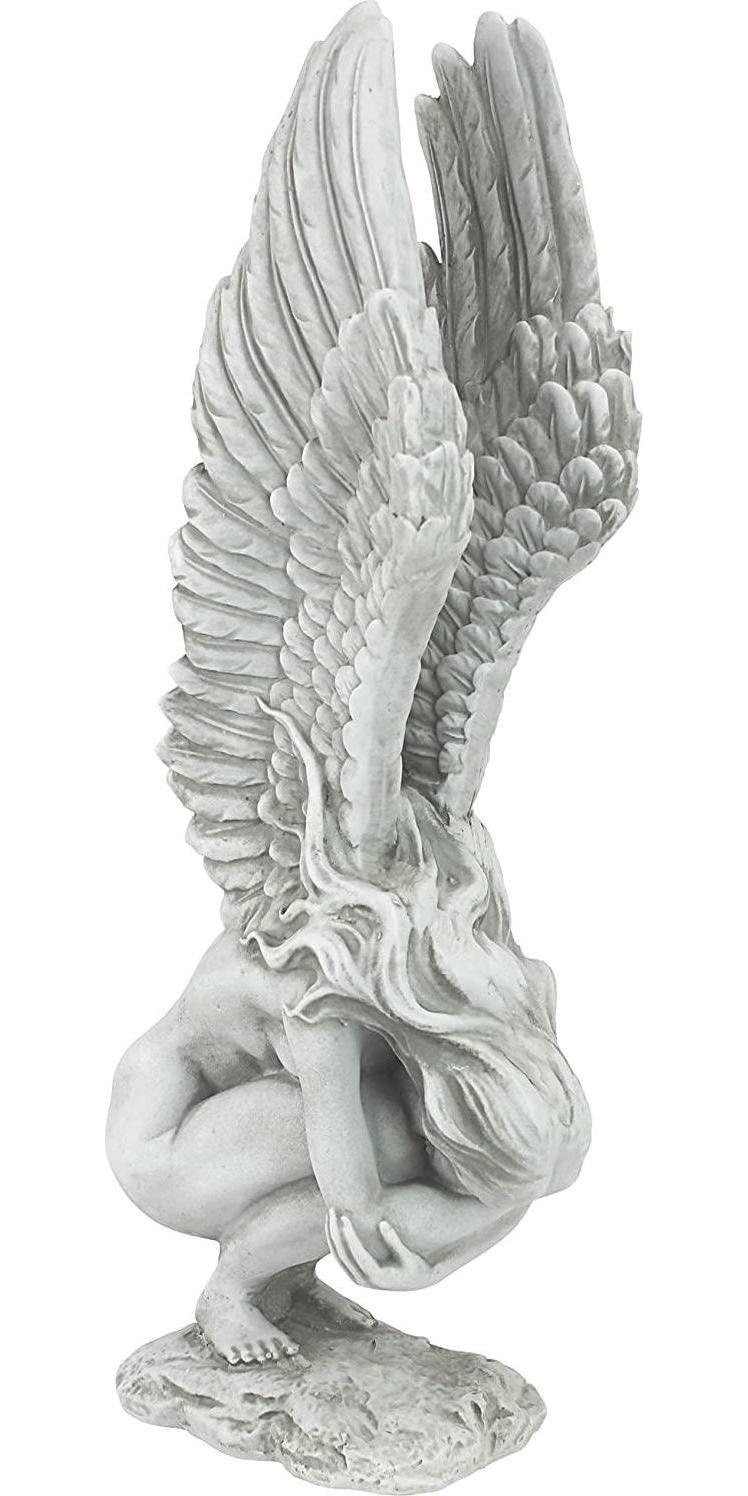 Design toscano remembrance and redemption angel religious garden statue, medium 38 cm, polyresin, antique stone