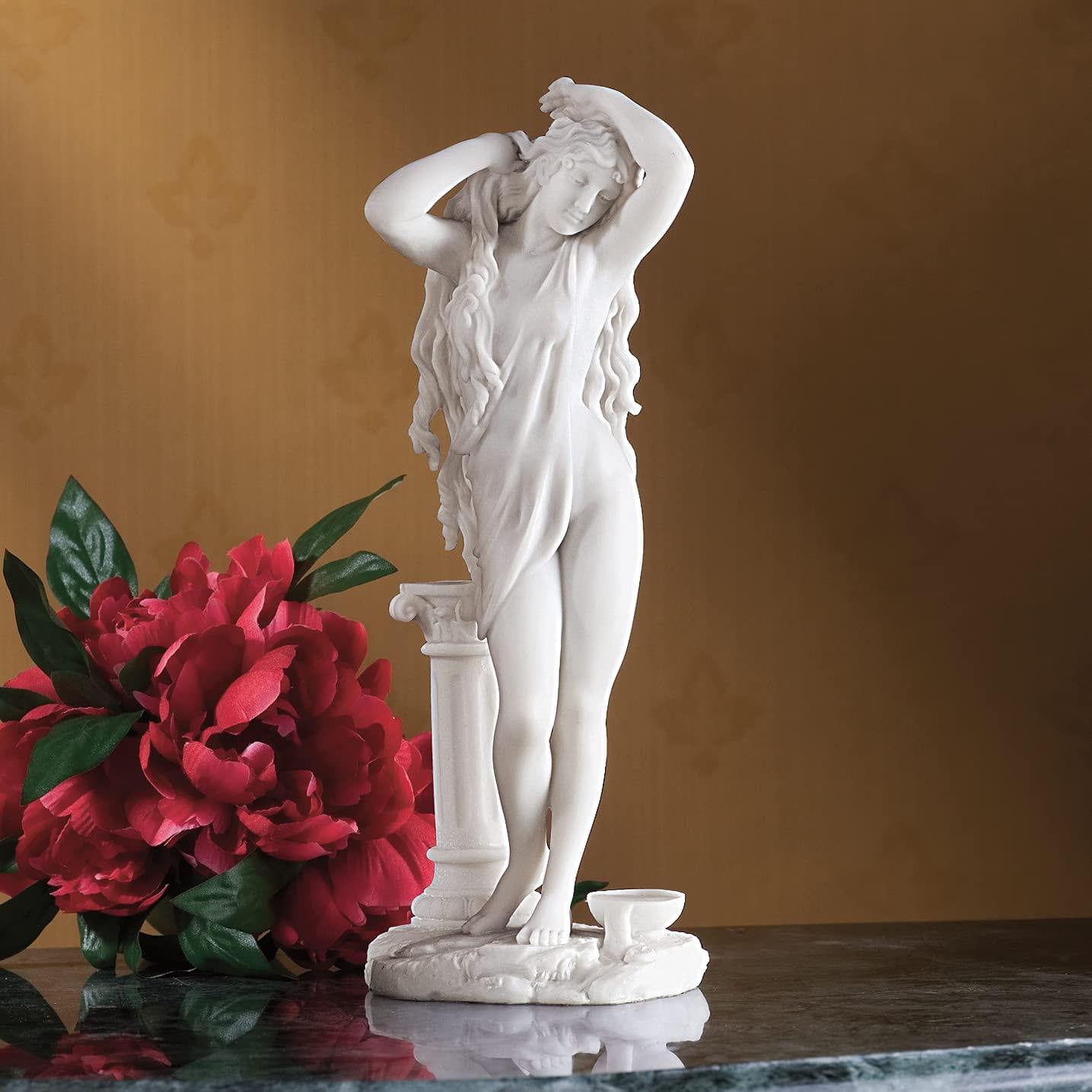 Design toscano aphrodite greek goddess of love figurine statue, bonded marble polyresin, white, 28 cm