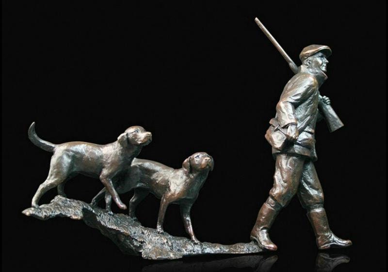 In the field bronze figurine (limited edition) michael simpson, dogs sculpture, hunter figurine