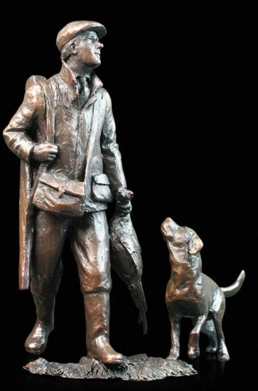 End of the day bronze figurine (limited edition) michael simpson, dog sculpture, hunter figurine
