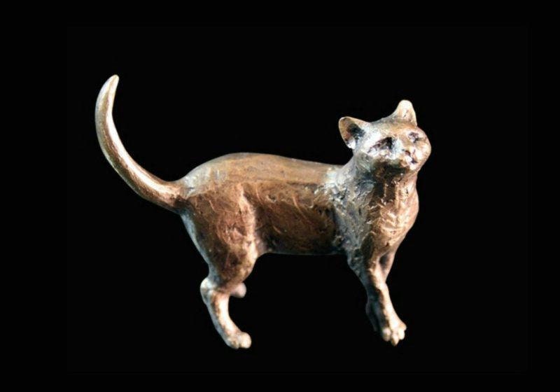 Cat standing bronze miniature (butler and peach) home decor