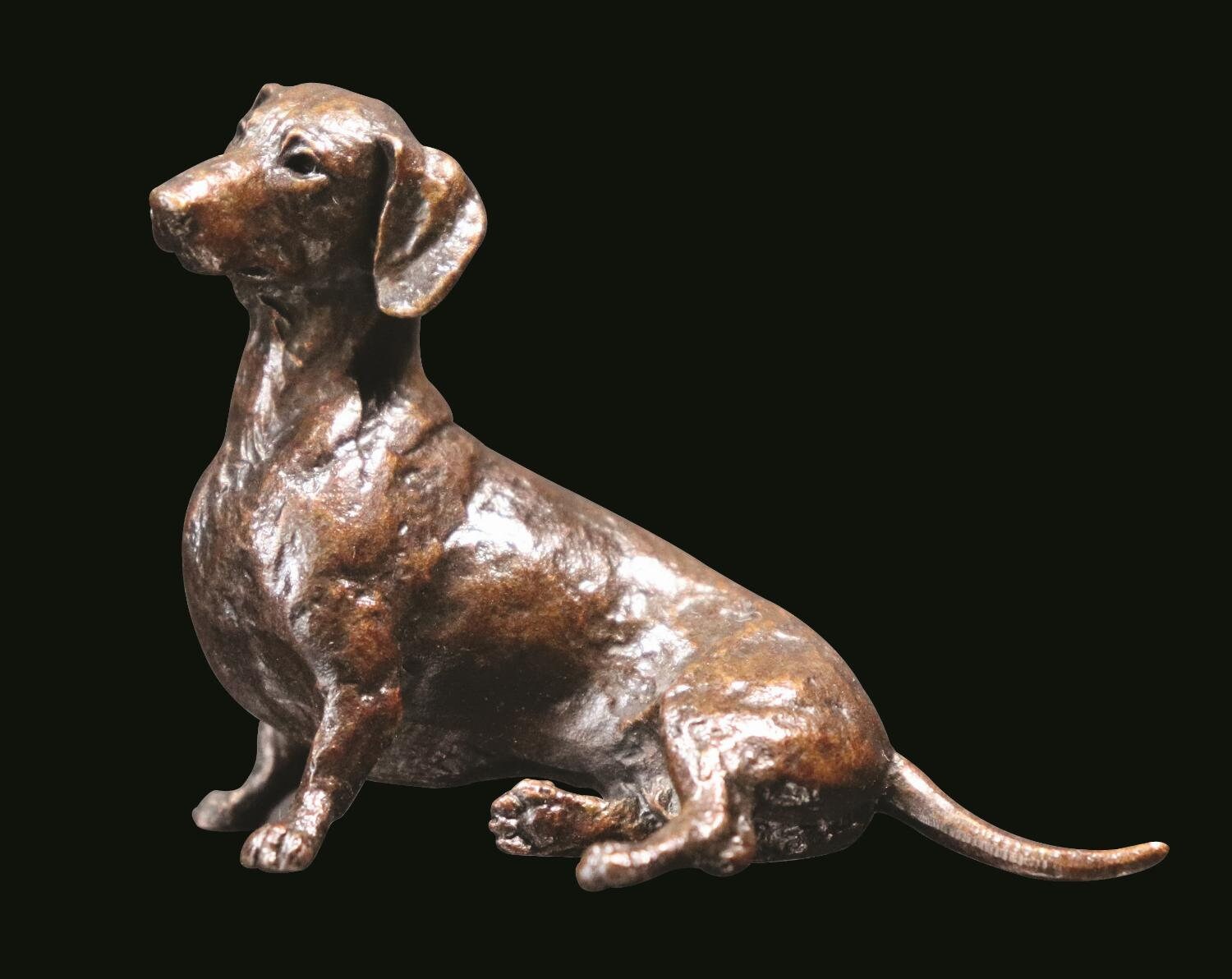 Dachshund sitting small bronze figurine (limited edition) michael simpson dog sculpture home decor