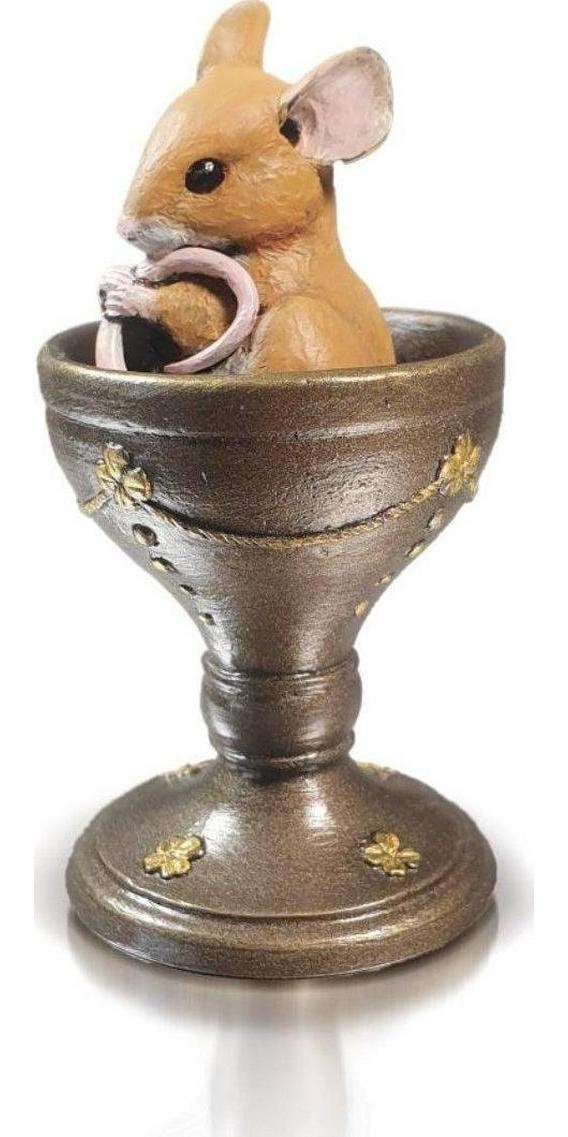 Mouse in egg cup bronze figurine michael simpson bronze sculpture home decor