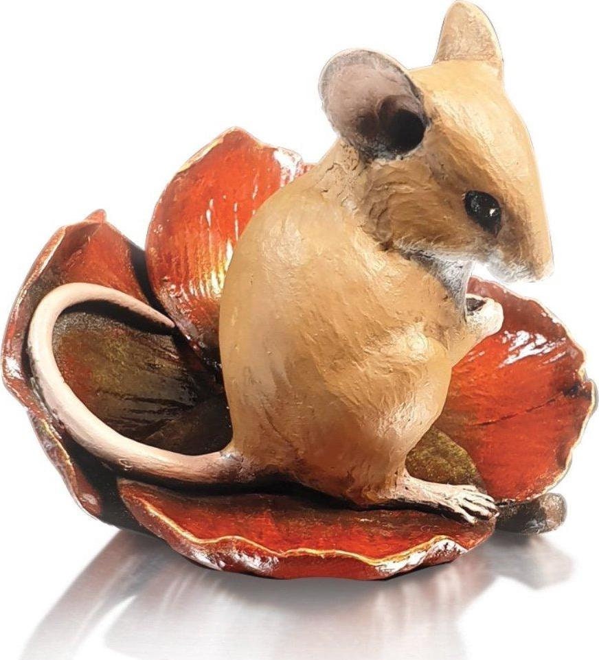 Mouse on poppy bronze figurine michael simpson bronze sculpture home decor