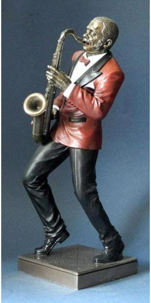 Saxophone player jazz bronze figurine, home decor