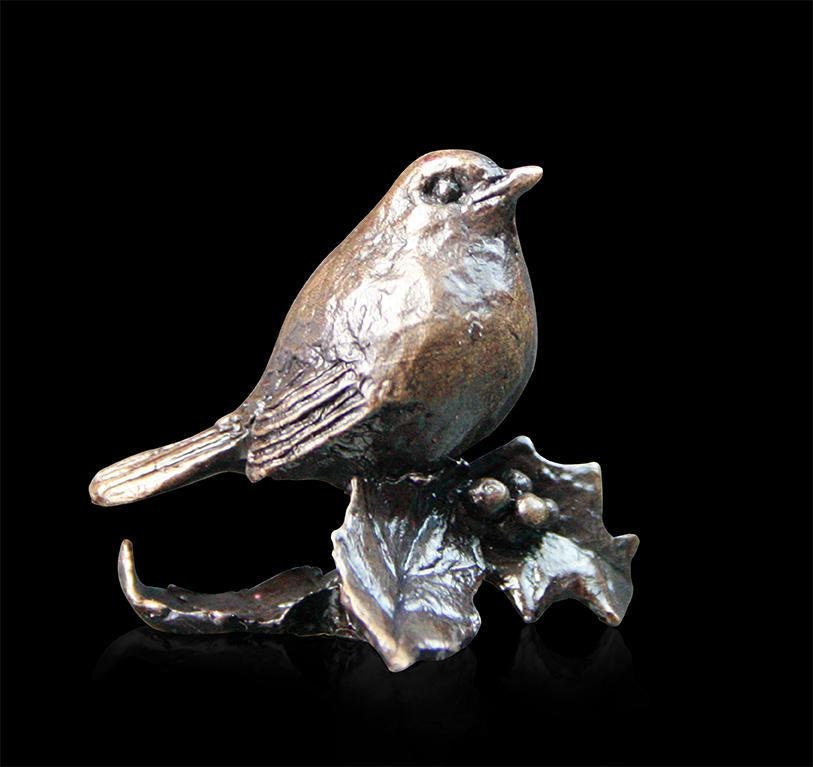 Robin bronze miniature (butler and peach) bird sculpture home decor