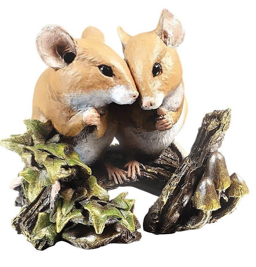 Woodland couple mice bronze figurine michael simpson