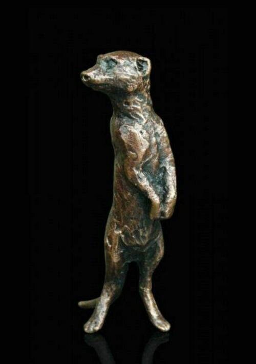 Meerkat standing bronze miniature (butler and peach) animal sculpture home decor