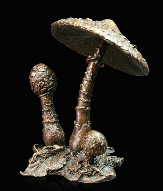 Parasol mushroom bronze sculpture (limited edition) keith sherwin nature trail plant figurine home decor