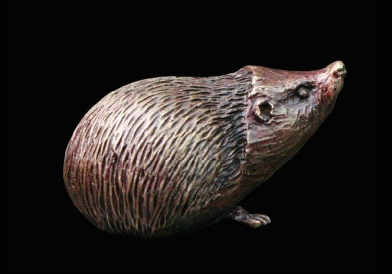 Hedgehog bronze miniature (butler and peach) animal sculpture home decor