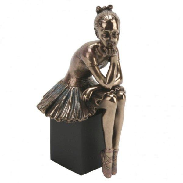 Ballerina sitting on block (juliana), bronze sculpture home decor