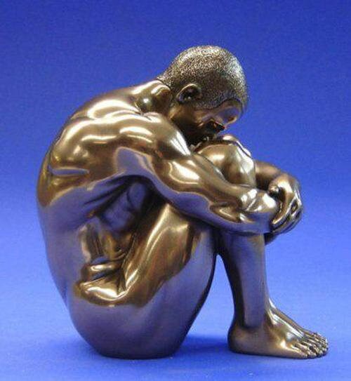 Nude man sitting bronze figurine 12 cm home decor