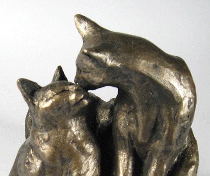 Felix and oscar cats ornament, bronze sculpture home decor