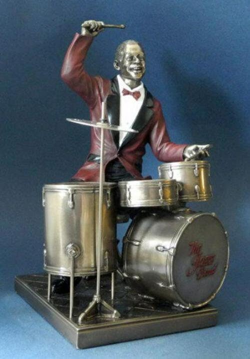 Drummer jazz bronze figurine musician sculpture home decor