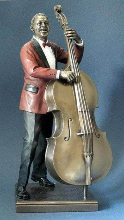 Bass player jazz bronze figurine musician sculpture home decor