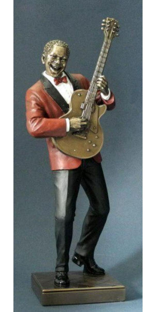 Guitar player jazz bronze figurine musician sculpture home decor