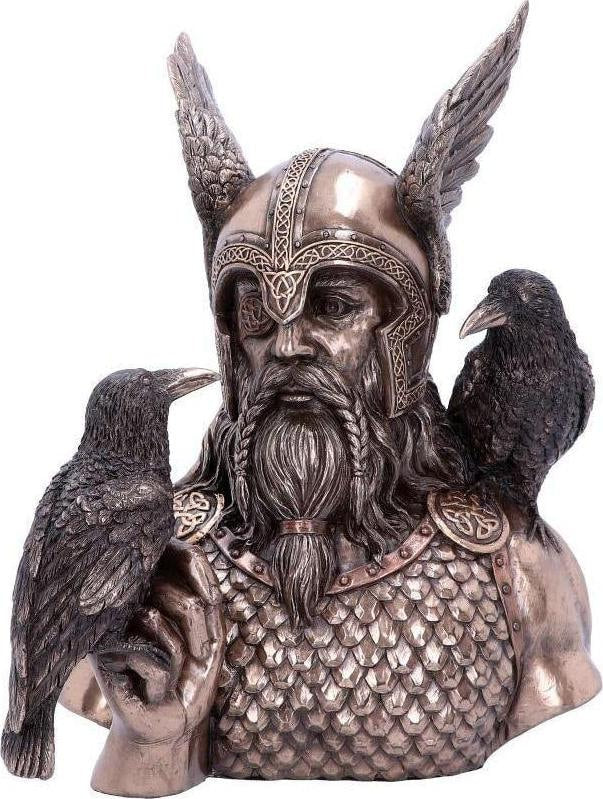 Odin with ravens bronze bust anniversary gift home decor