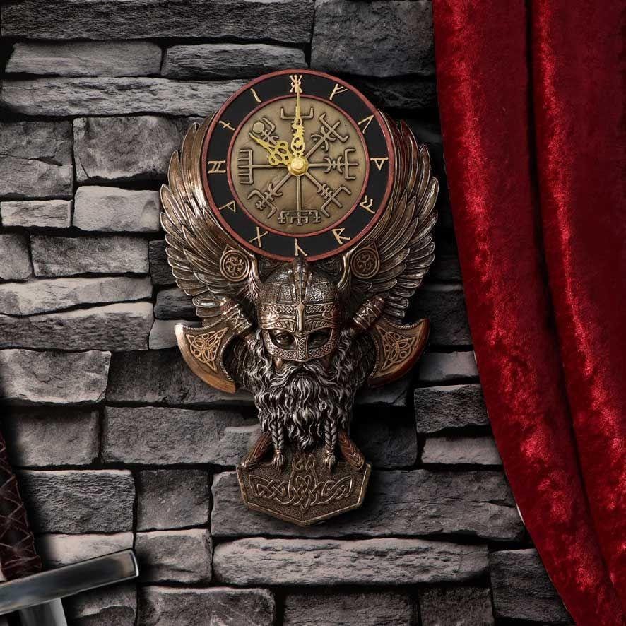 Runic viking norse vegvisir wall clock anniversary gift home decor