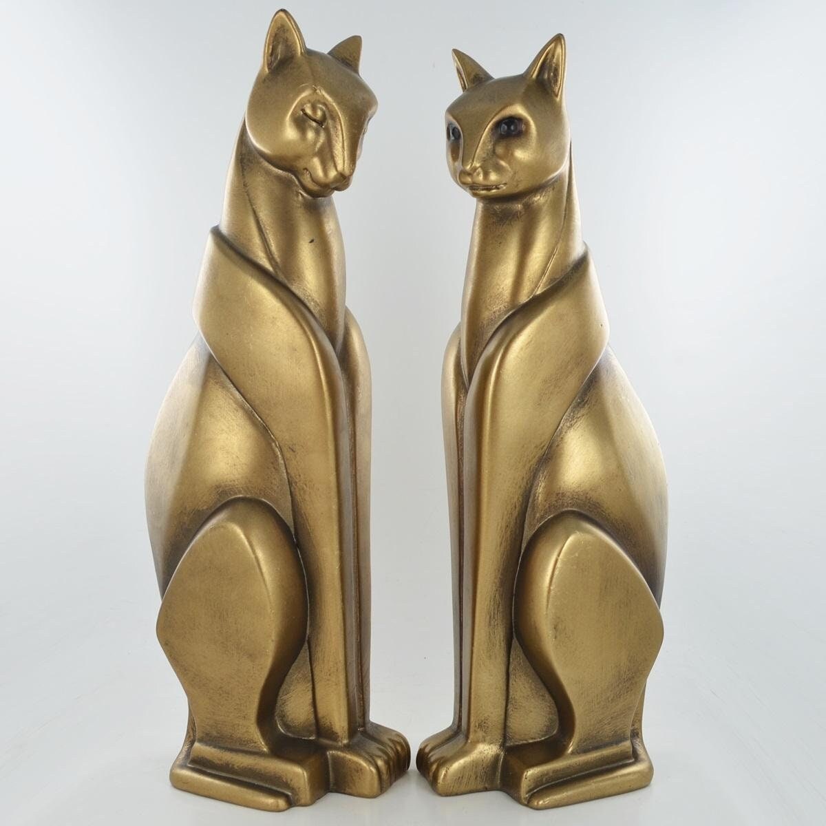 Pair of cats bronze figurines home decor