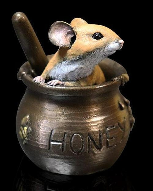 Mouse in honey pot bronze figurine michael simpson bronze sculpture home decor