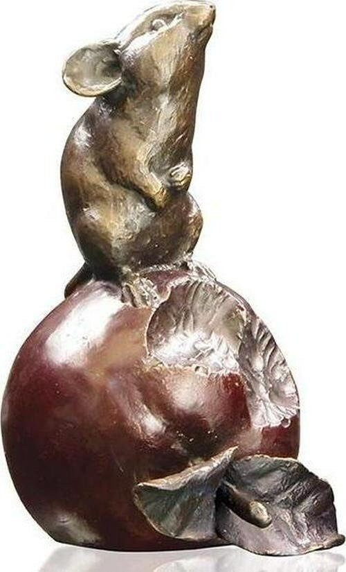 Mouse on apple bronze figurine (limited edition) michael simpson animal sculpture home decor