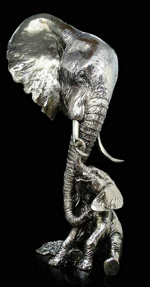 Elephant and calf figurine 39 cm keith sherwin large animal sculpture home decor