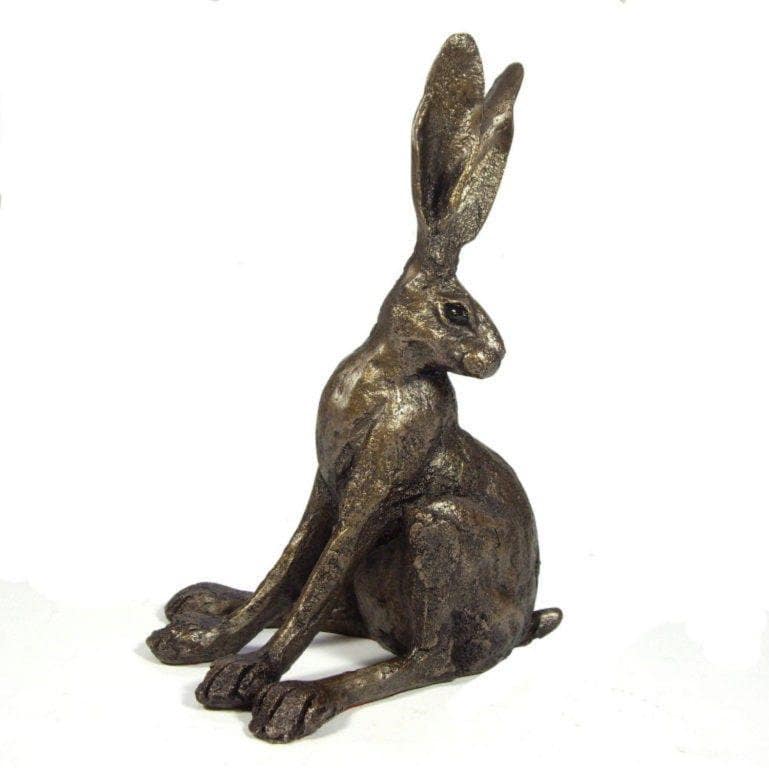 Alert hare bronze sculpture ornament animal figurine home decor