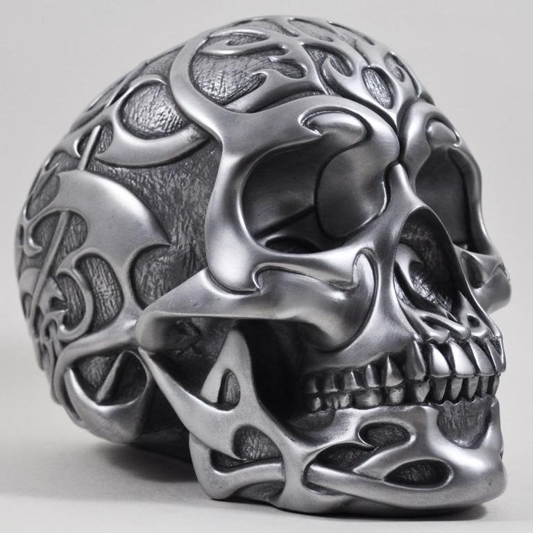 Heavy weight Tribal Skull Silver Large Halloween decor