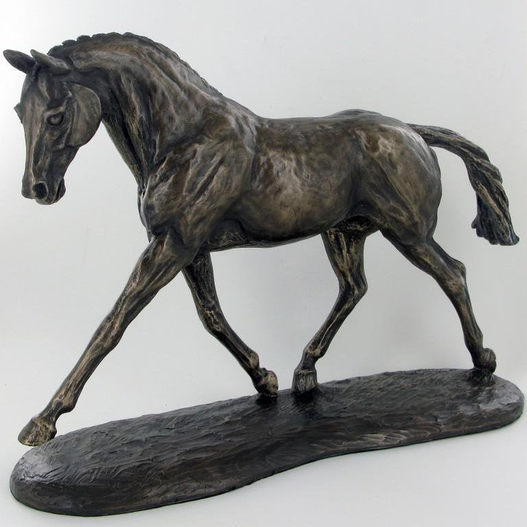 Trotting warmblood bronze horse figurine (harriet glen) animal sculpture home decor