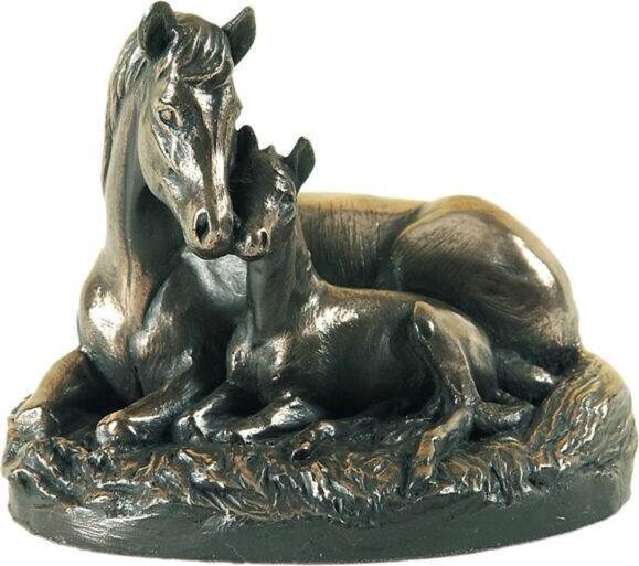 Pony and foal bronze sculpture animal figurine home decor