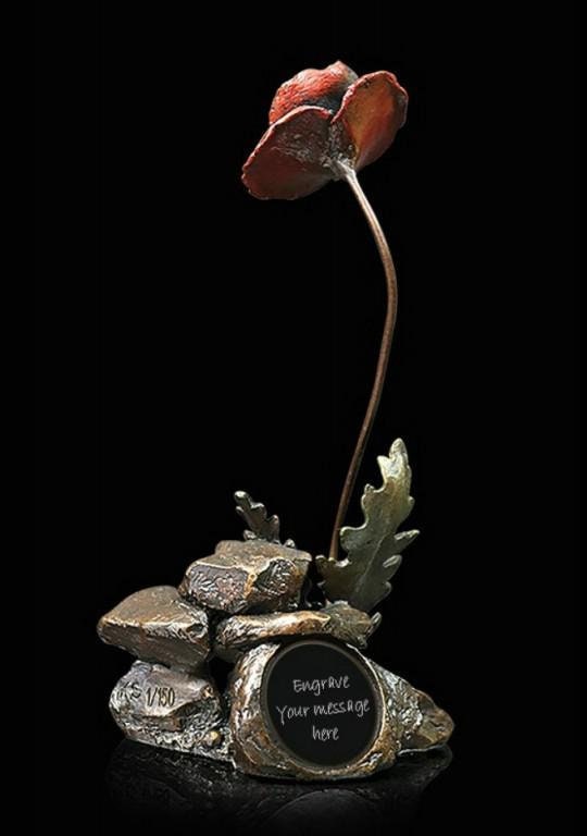 Poppy with space for engraving bronze figurine (limited edition) keith sherwin plant sculpture home decor