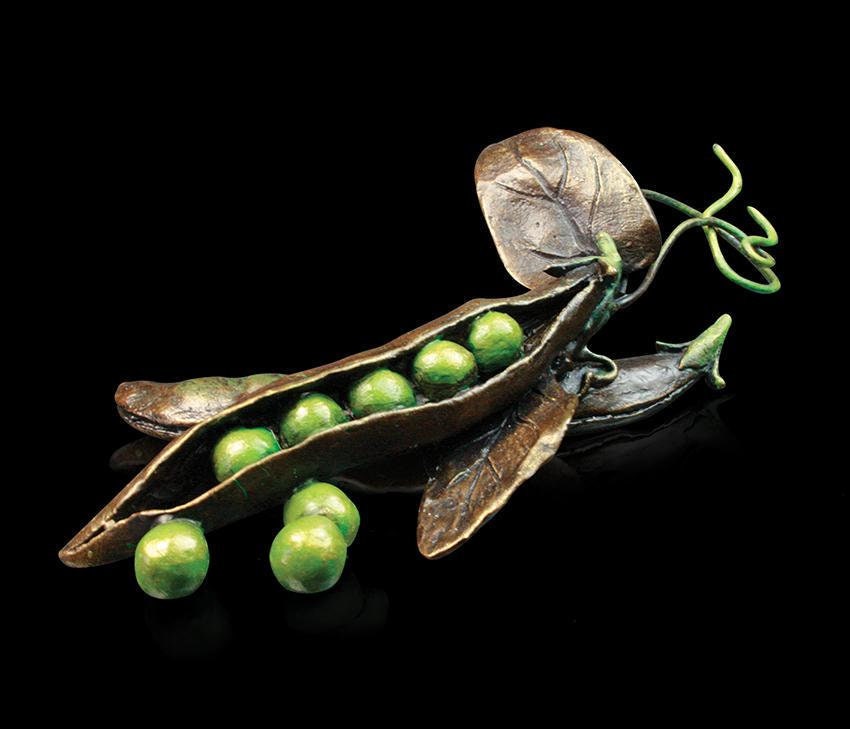 Pea pod bronze sculpture (limited edition) keith sherwin nature trail plant figurine home decor