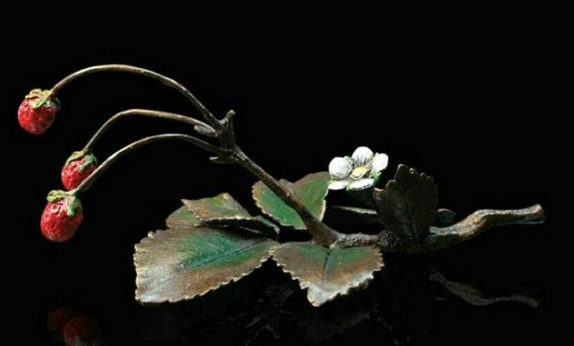 Wild strawberries bronze sculpture (limited edition) keith sherwin nature trail plant sculpture home decor