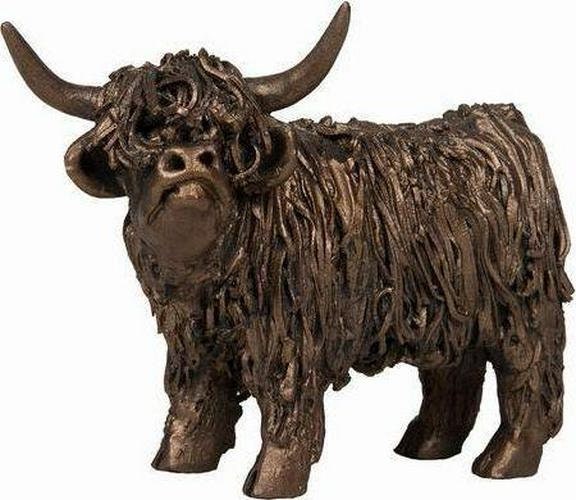 Highland cow standing junior bronze sculpture small animal figurine home decor