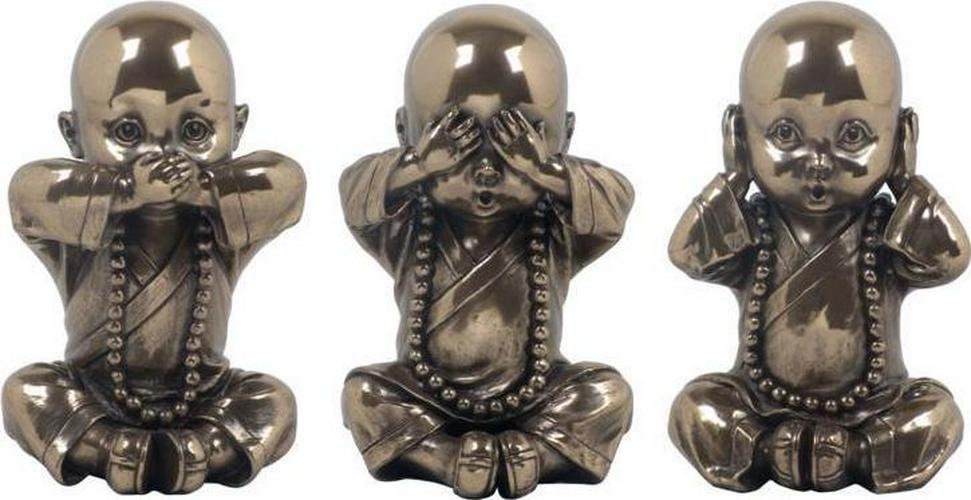 Three wise monks buddha bronze ornaments anniversary gift home decor
