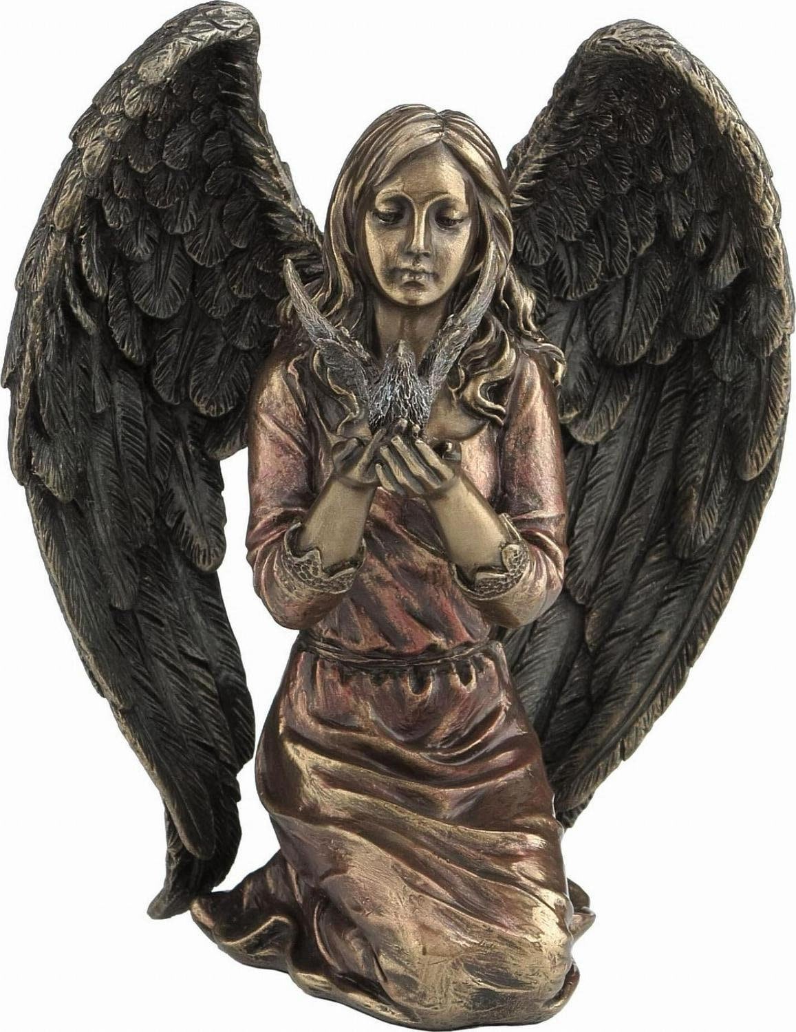 Kneeling dream angel bronze figurine anniversary gift home decor