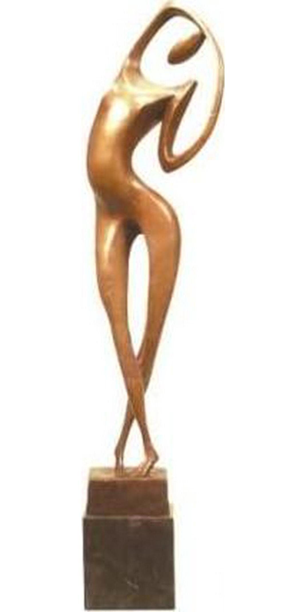 Kunst and ambiente modern art sculpture - abstract bronze nude - signed by milo - marble base
